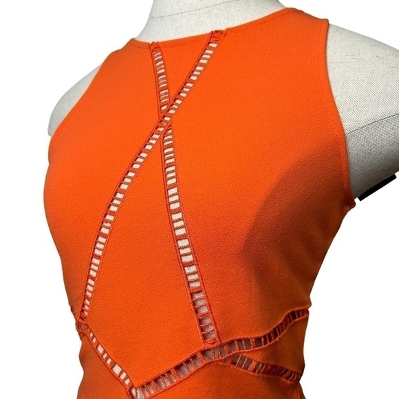 H&M By Night Neon Orange Lasercut Cut Out Sleeveless Crop Top Tank Size XS - Picture 8 of 10